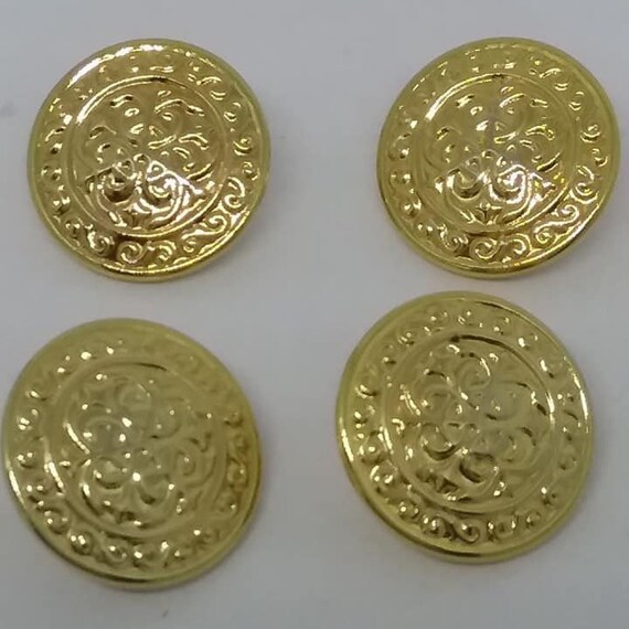 4 Vintage Gold Sewing Buttons,