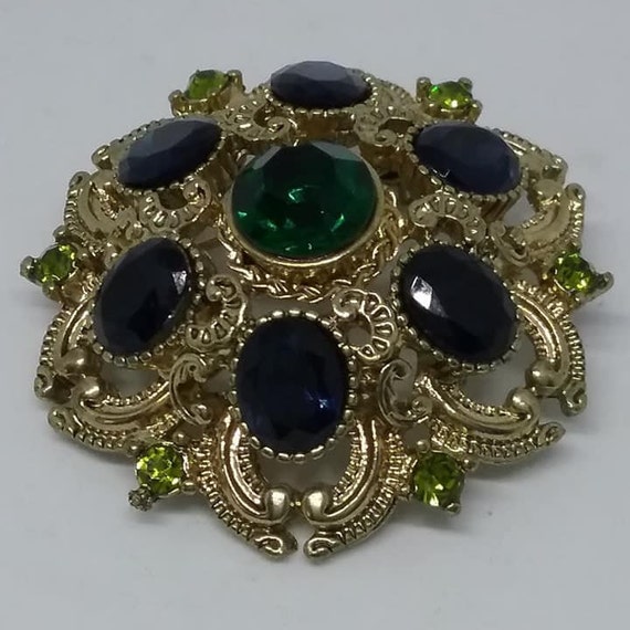 Vintage Signed Rhinestone Dome Brooch