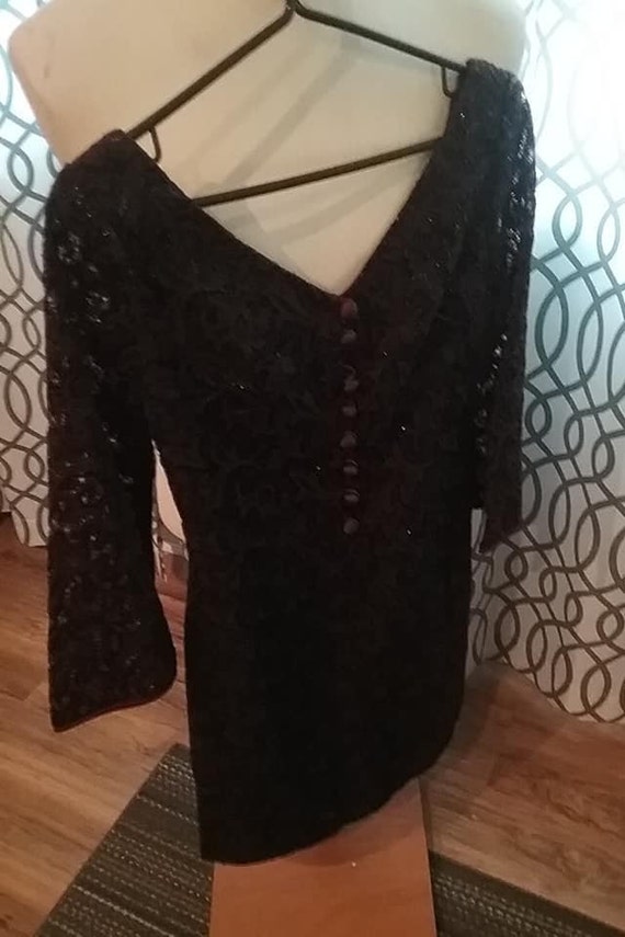 60's Sparkle Lace Mini, Brown Beaded Mini Dress, Carol Craig Dress