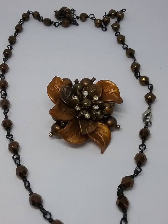 Czech Bead Jewelry Set, 3 Way Glass Bead Set, Brown Glass Bead Jewelry, Vintage Czech Glass Bead Set, Brown Faceted Glass Beads, Jewelry Set
