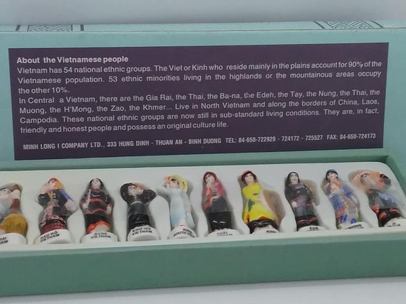 Vintage Collectible Porcelain Figures, 10 MIHN LONG Porcelain Vietnam Ethnic Group