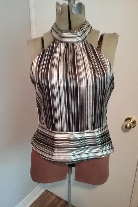 Vintage 70's Style Halter Top, Tie-back Choker Nec