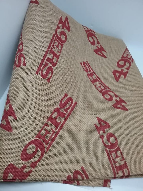 NFL Licensed 49ers Fabric, 1 Yard Burlap, San Francisco 49ers Material