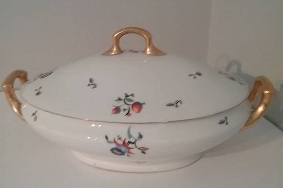 Vintage Tureen with Lid, Langenthal Hallmarked, Golden Handles,