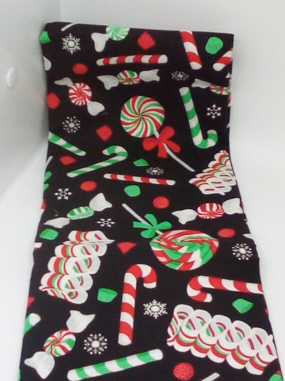 1 Yard Novelty Cotton, Christmas Novelty Material, Candy Cane print Fabric, Festive Christmas Candy Print