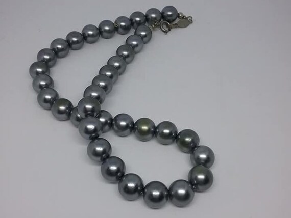 Freirich Tahitian Pearl Choker, Vintage Freirich Choker, Vintage Freirich Faux Pearls, Vintage Faux Grey Pearls, Vintage Faux Pearl Choker