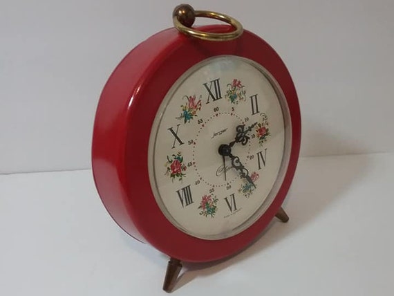 Vintage Jerger Red Alarm Clock 1970's