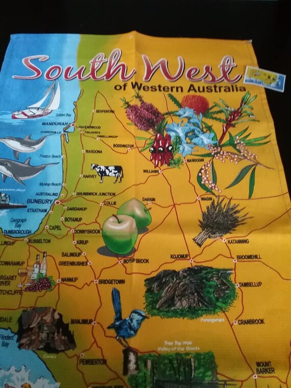 Tea Towel of Western Australia, Sites and Information, Cotton
