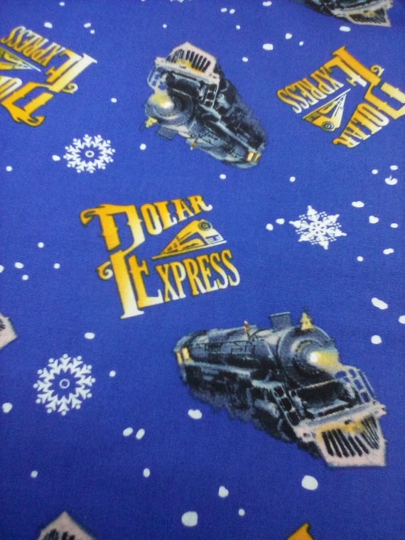 1 Yard 100% Cotton Novelty Fabric, Polar Express Licensed by Warner Brothers, Christmas Polar Express Cotton Material