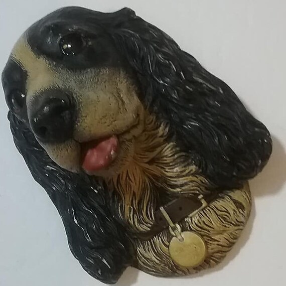 Bosson Head, Cocker Spaniel Chalkware Wall Decor, Dog Lover Wall Decor