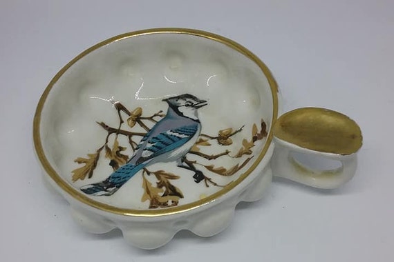 French Porcelain Ashtray, Single Cigarette Ashtray with Holder,