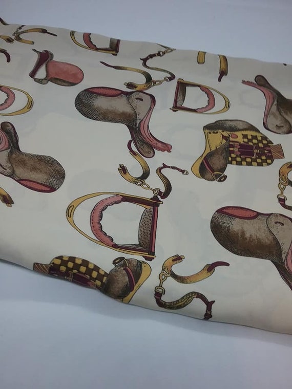 Polyester Satchel or Saddle Print Material, by John Kaldor, 2 Yards Fabric,