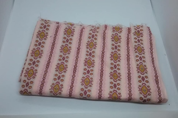 Floral Striped Material, Pale Pink, 2+ Yards Fabric,