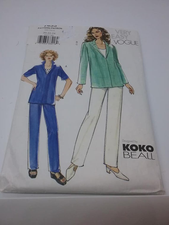 Vogue Plus Size Sewing Pattern, Designer Koko Beall, Top and Pants
