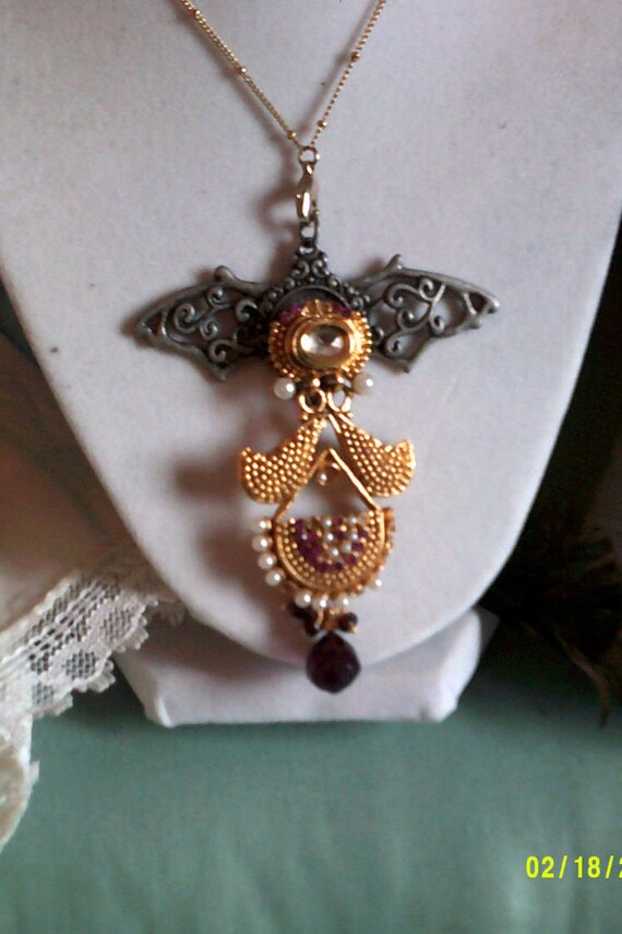 Steampunk Wing Pendant Necklace,