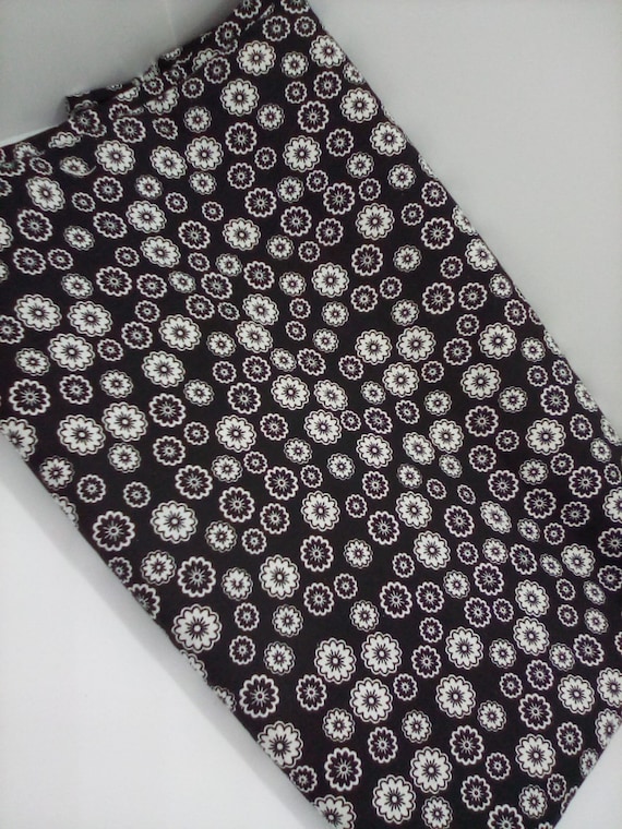 2 Yards Black and White Floral Fabric, Black and White Geometric Floral Material, Abstract Floral Print