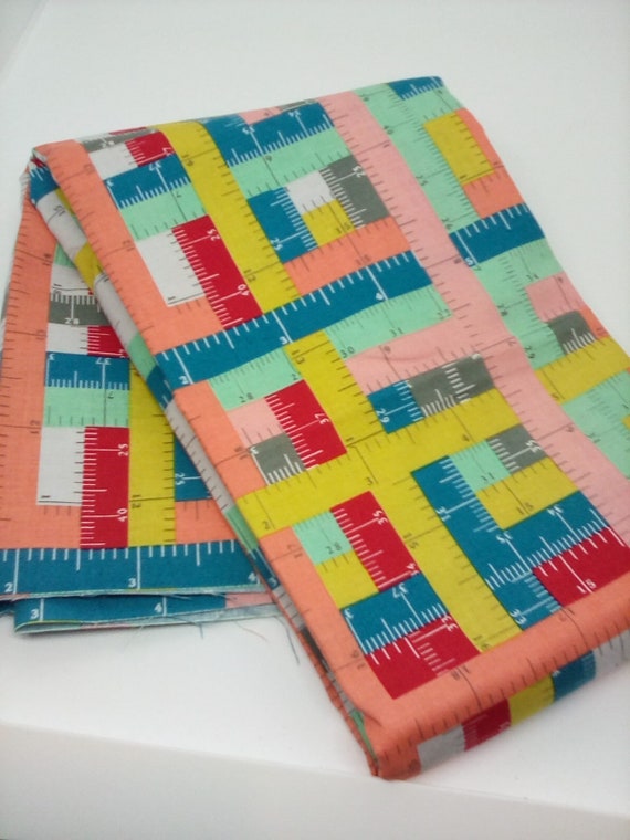 1.5 Metre Cotton Novelty Fabric, Rulers Novelty Material, Riley Blake Design Fabric