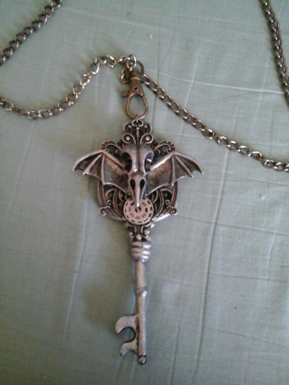 Gothic Raven Skull Chain Necklace, Diesel Punk