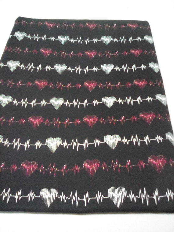 1 Yard 100% Cotton Fabric, Frontline Workers, Healthcare Workers Hearts and Pulses Print Fabric,