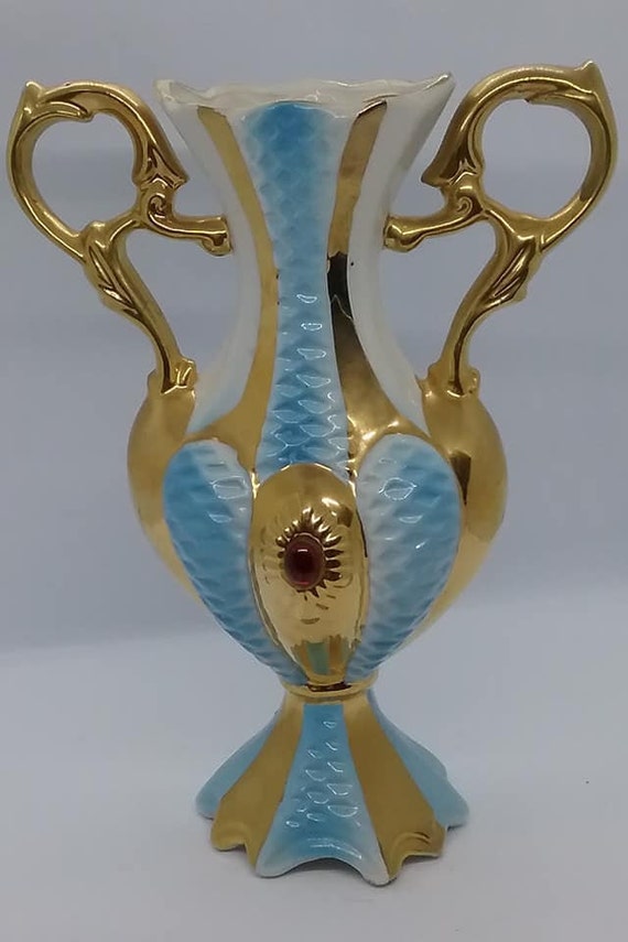 Italian Blue and Gold Vase, Le Palme Sesto F.