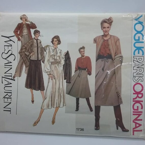Vogue Sewing Pattern, Designer Yves St Laurent, Vogue Paris Oringal