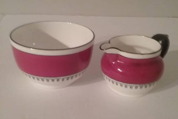 Jackson and Gosling, Ye Olde English Grosvenor China Cream and Sugar, Maroon Jackson & Gosling Cream and Sugar, #VintageCream /Sugar