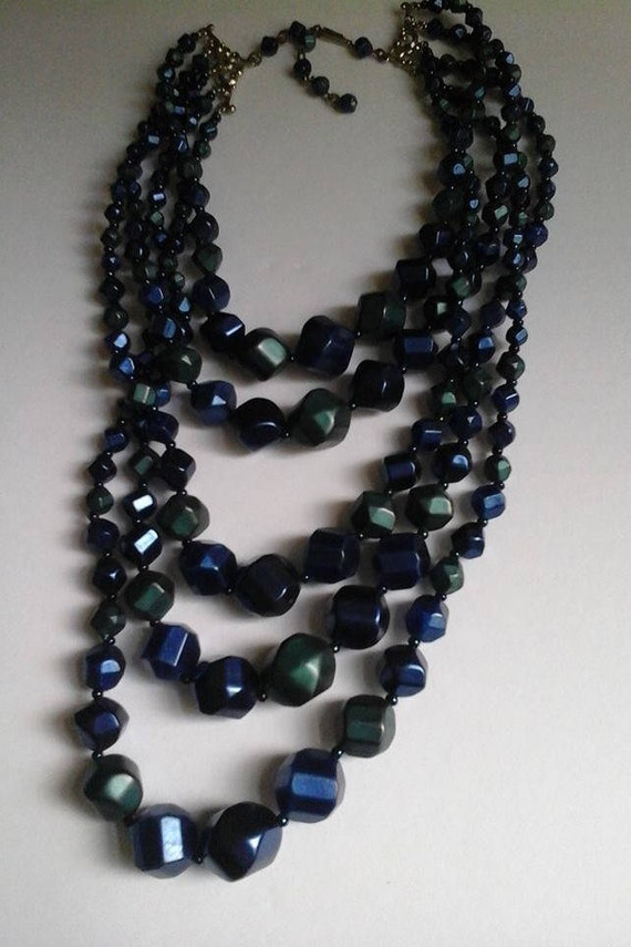 Vintage Beaded Statement Necklace, Multi-strand Necklace