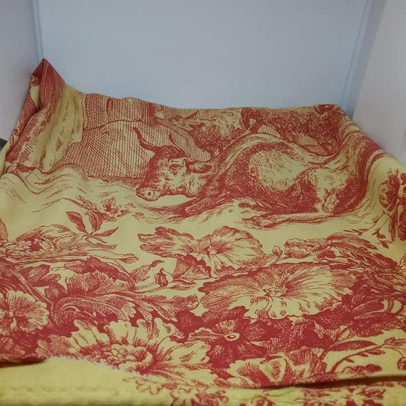 Toile Cushion Cover, Red and Yellow, Square