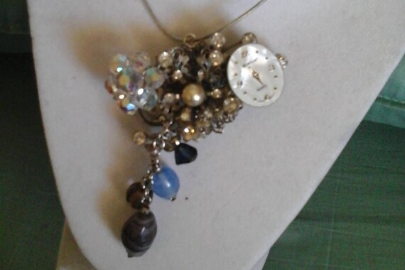 Steampunk Vintage Up-cycled Pendant on Sterling Chain