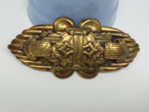 Art Deco Brooch, Victorian Brass Repousse Brooch, Vintage Brooch