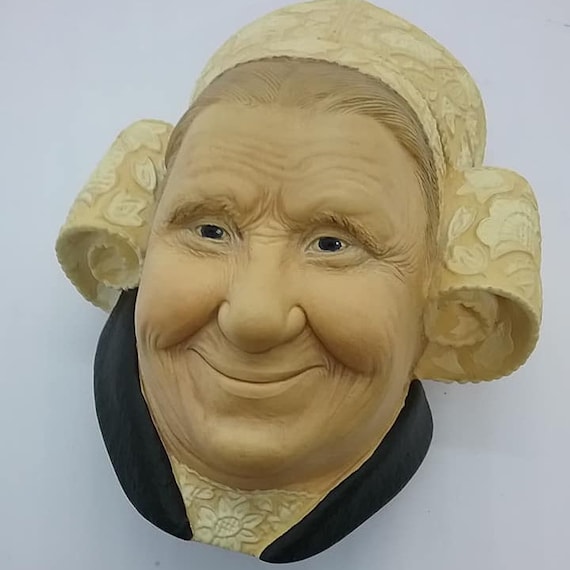 Bosson Head, Brettone Lady, Vintage Chalkware Bosson Head