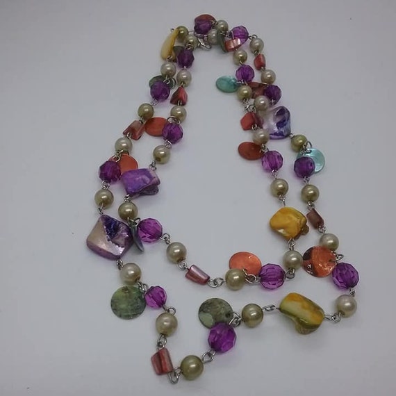 Mixed Bead and Gemstone Fruit Salad Style Necklace