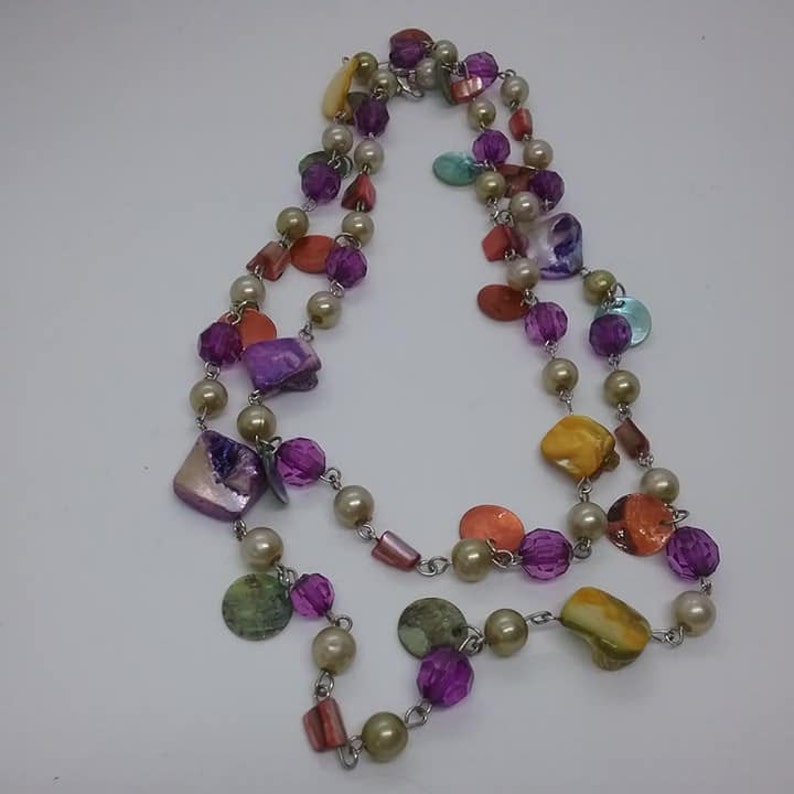 Mixed Bead and Gemstone Fruit Salad Style Necklace