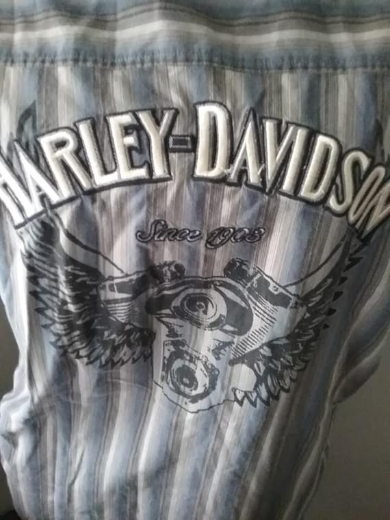 Vintage Harley Davidson Long Sleeve Shirt, Men's Harley Davidson Button Sports Shirt, Harley Davidson Casual Shirt, HD Motor with Wings