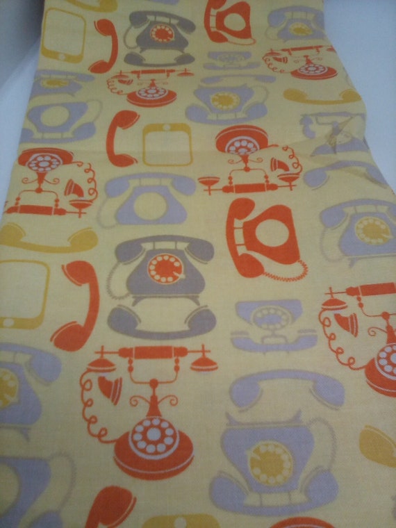 1 Meter of Novelty Cotton Fabric, Vintage Telephone Print Material, Office Decor, Face Masks