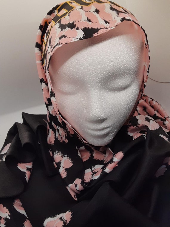 Juicy Couture Silk Scarf or Shawl, Black with Pin… - image 1