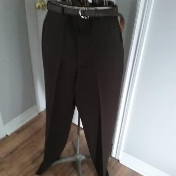 50s 60s Corduroy Pants W36 Retro Brown Corduroy Trousers XL Button Up Cord Slacks with faux leather details Wide Straight Leg Cords