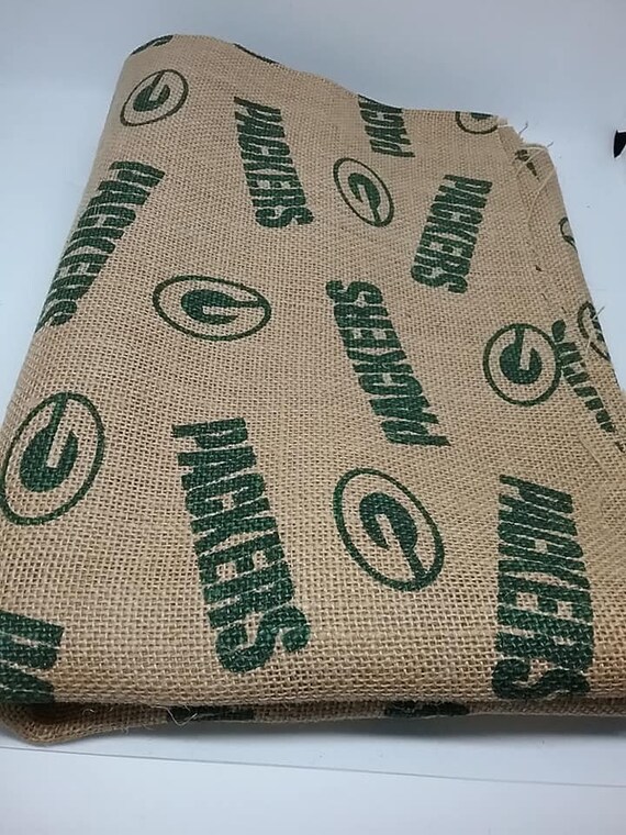 NFL Licensed Greenbay Packers Fabric, 1 Yard Burlap, Greenbay Packers Material