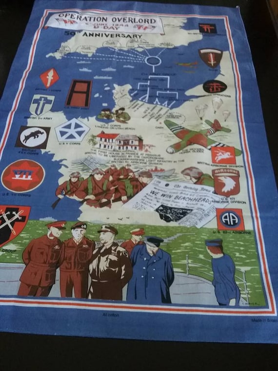 Retro WWII Cotton Tea Towel, Churchill British Fabric Poster