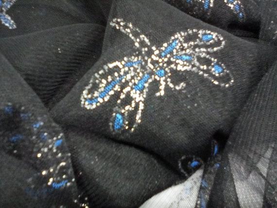 Black Mesh, Printed Mesh Dragonflies, Dragonflies on Polyester Black Mesh