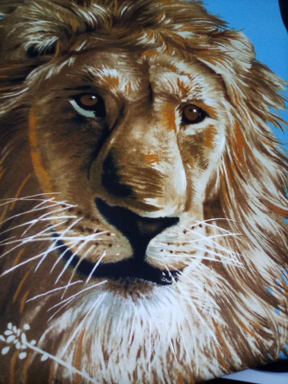 Cotton Fabric Panel, Lion Print Fabric Panel, Double Panel, Sewing Project Panel, Wildlife Enthusiast Quilting Panel