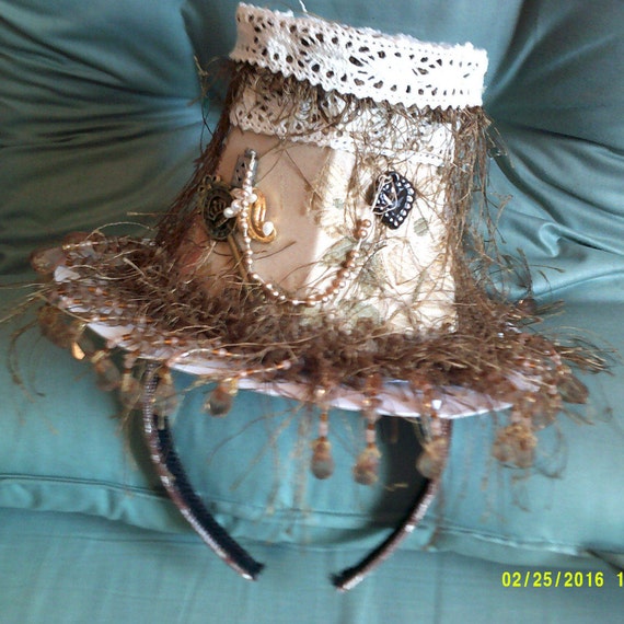 Women's Steampunk Fascinator, Mini-Top Hat,