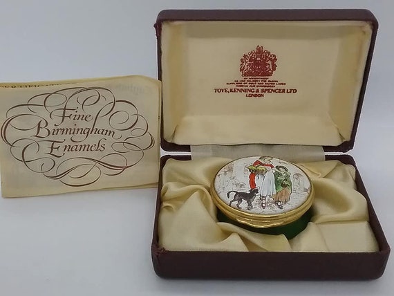 Superior Enamel Hinged Trinket Container, by Toye, Kenning & Spencer