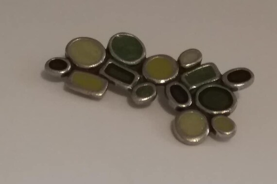 Mid-Century Modern Brooch, Art Deco, Hand-crafted Pewter
