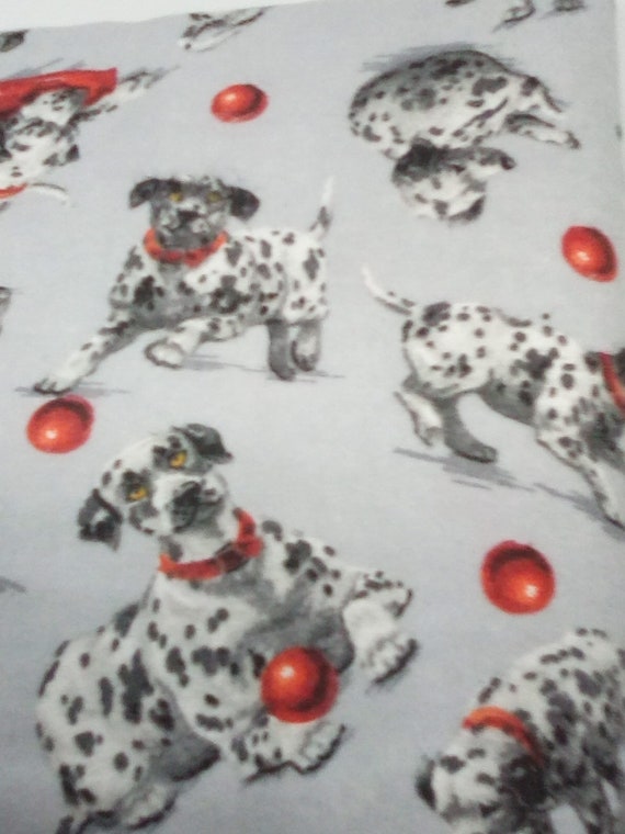 2 Yards Dalmatian Print Flannel, Novelty, Dogs Print for Dog Lovers, Flannel Dog Accessories Fabric