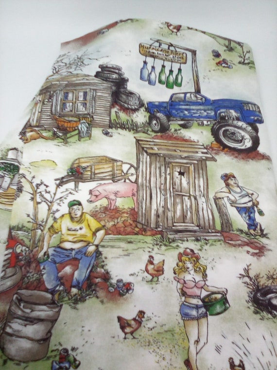Retro Lifestyle Fabric, 1 Yard Cotton Material, Country Life Print Fabric