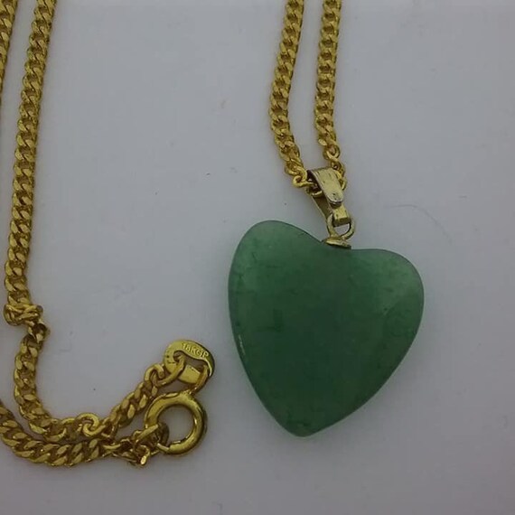 Vintage Jade Heart on 18KT Chain