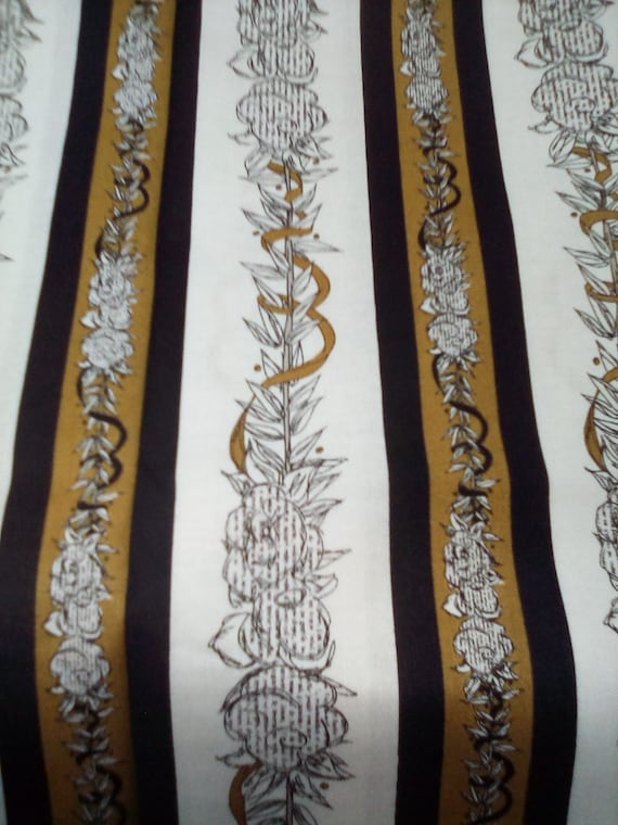 2 Meters Floral Cotton Fabric, Grey White and Black Stripe Floral Cotton Material, 100% Cotton Fabric for Home Decor