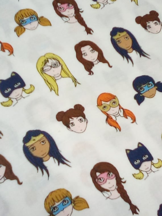 2 Yards Cotton Novelty Fabric, Girl Power Novelty Fabric, Girl Hero Material, Michael Miller's Girl Squad Quilting Cotton