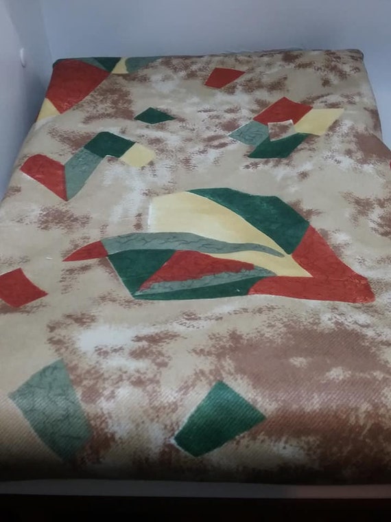 4 Yards Drapery Cotton, 80's Retro Vibe Material, White Back